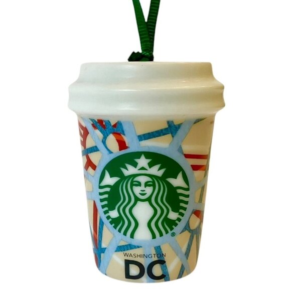 NEW Starbucks Ceramic Hot Coffee Cup Mermaid Logo Ornament Washington DC 2015 - Picture 1 of 12